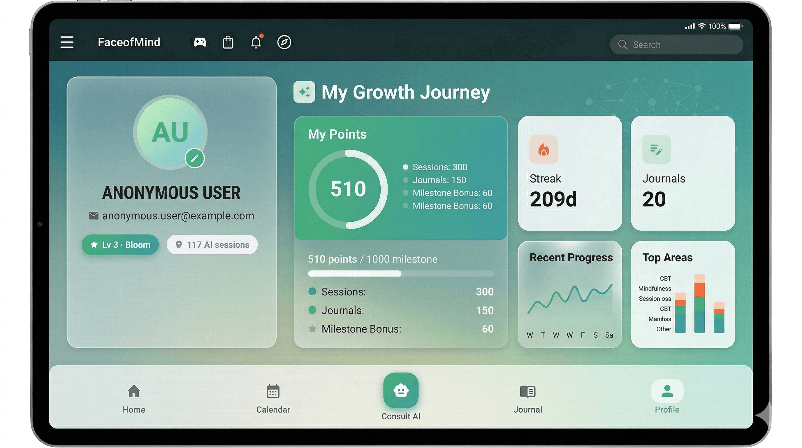 FaceofMind onboarding and profile setup